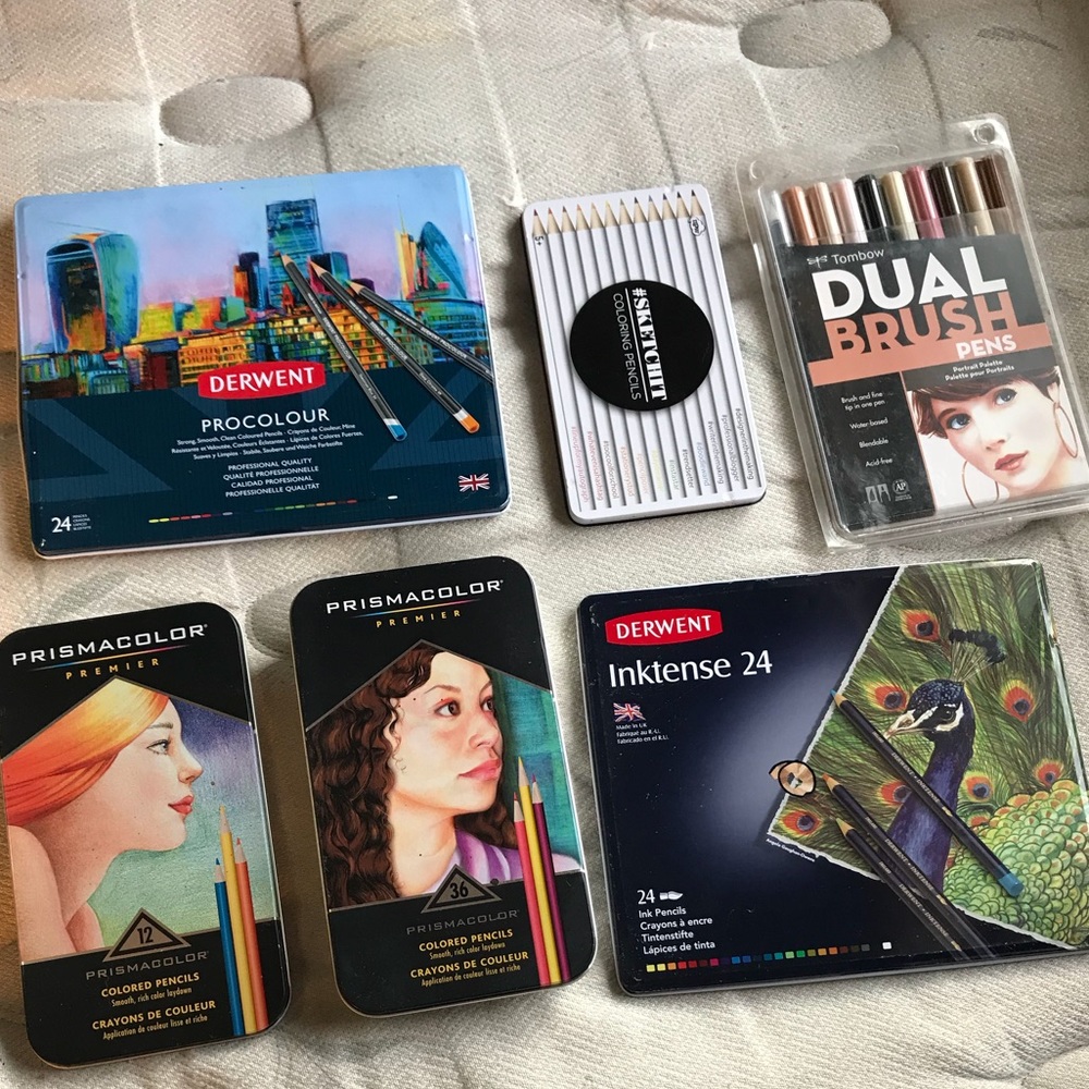 Huge prismacolor, derwent and Tom bow art bundle